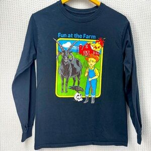 Fun at the Farm Long Sleeve Steven Rhodes T Shirt Small Skull Black Horror